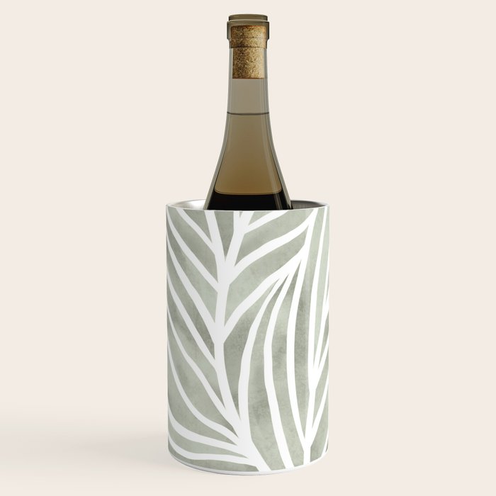 Sage green leaf line art Wine Chiller Gallery Image 2