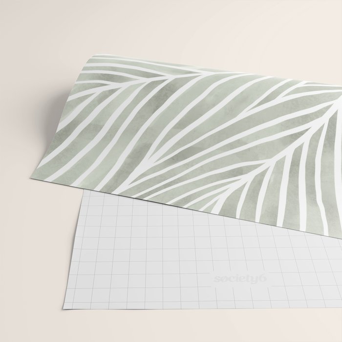Sage green leaf line art Wrapping Paper Gallery Image 2