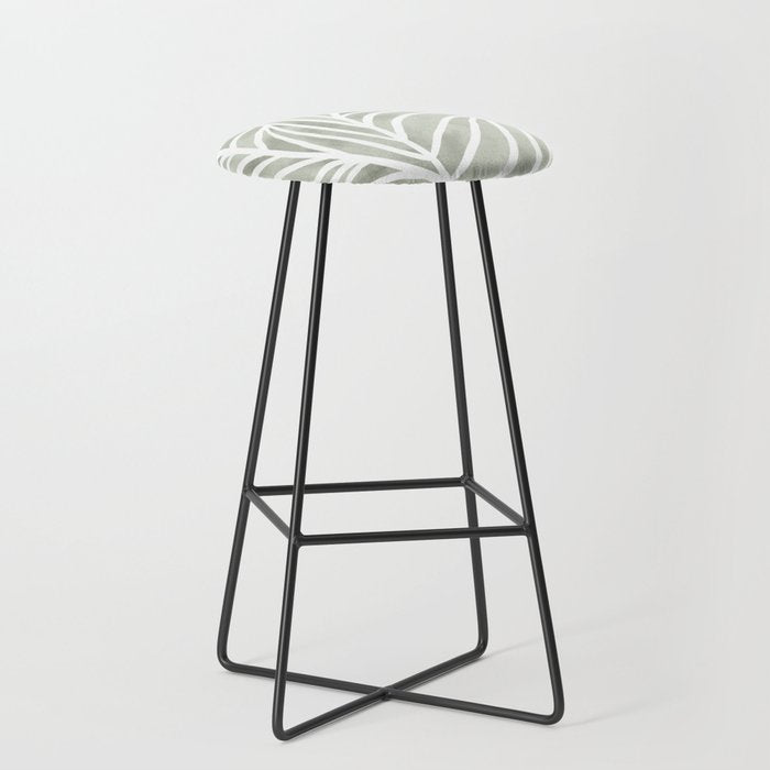 Sage green leaf line art Stool Gallery Image 1