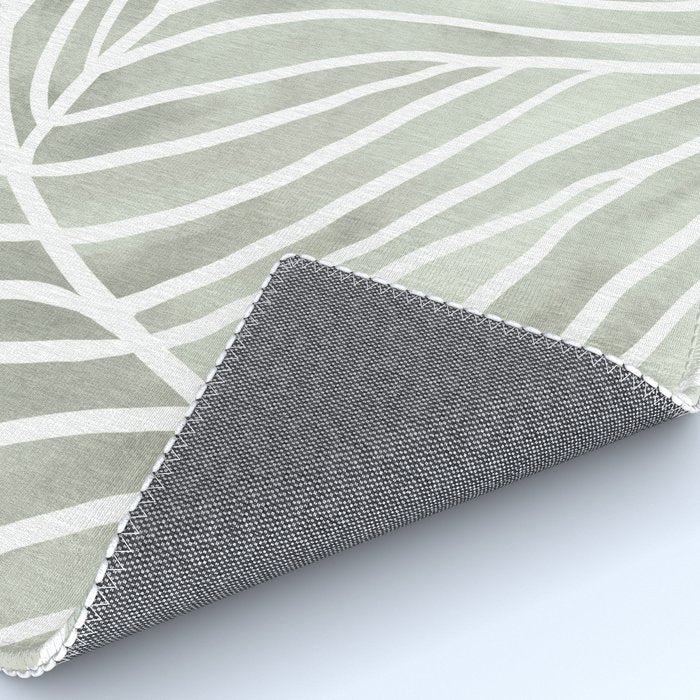 Sage green leaf line art Rug Gallery Image 4