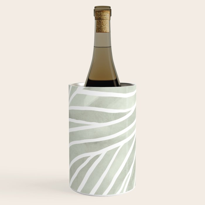 Sage green leaf line art Wine Chiller Gallery Image 3