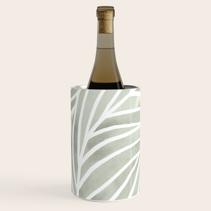 Sage green leaf line art Wine Chiller Gallery Image 1