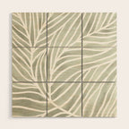 Sage green leaf line art Wood Wall Art Gallery Image 1