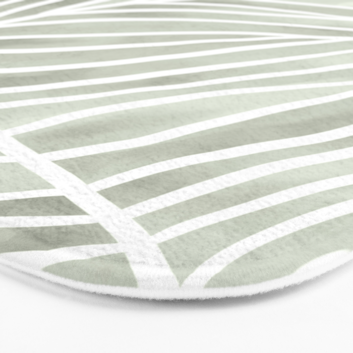 Sage green leaf line art Bath Mat Gallery Image 3