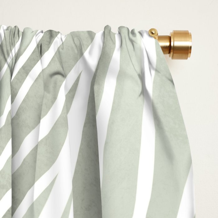 Sage green leaf line art Window Curtain Gallery Image 2