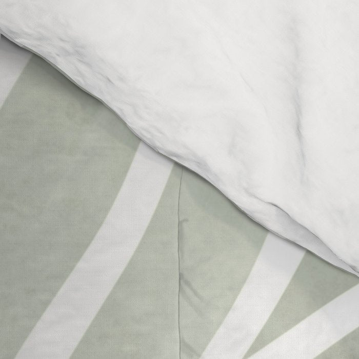 Sage green leaf line art Comforter Gallery Image 4
