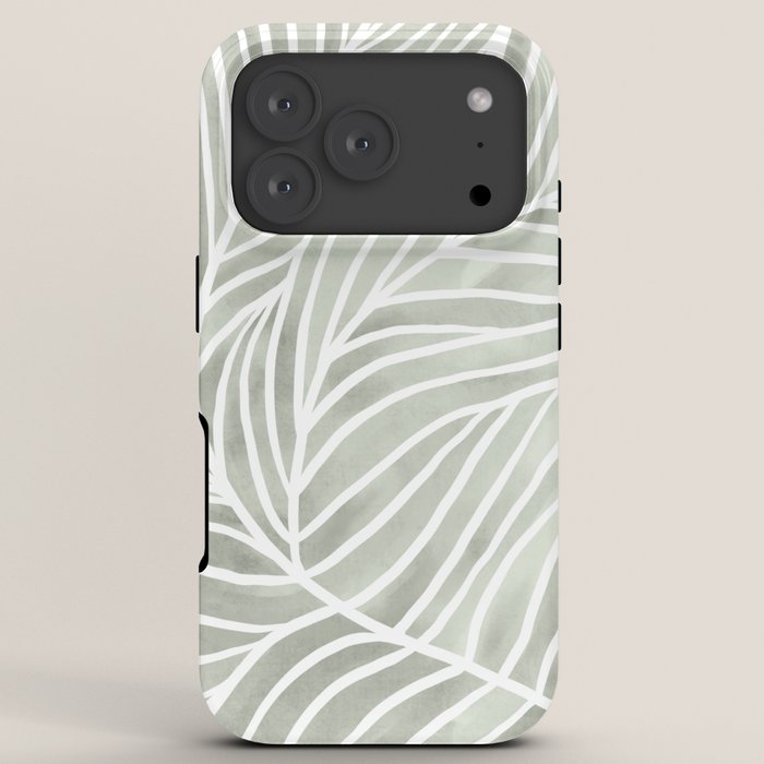 Sage green leaf line art iPhone Case Gallery Image 7