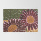 Daisies in Country Field Painting in Burgundy Red Rug Gallery Image 2