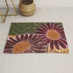 Daisies in Country Field Painting in Burgundy Red Rug Gallery Image 1