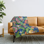 Spring Tulips with Cute Mouse - blue Throw Blanket Gallery Image 1