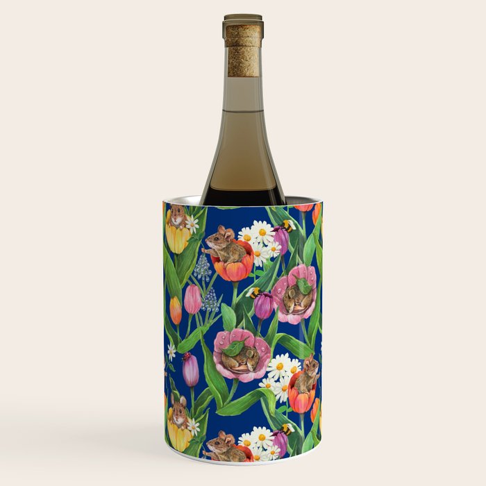 Spring Tulips with Cute Mouse - blue Wine Chiller Gallery Image 2