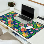 Spring Tulips with Cute Mouse - blue Desk Mat Gallery Image 2