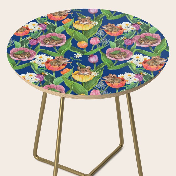 Spring Tulips with Cute Mouse - blue Side Table Gallery Image 2