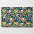 Spring Tulips with Cute Mouse - blue Cutting Board Gallery Image 1