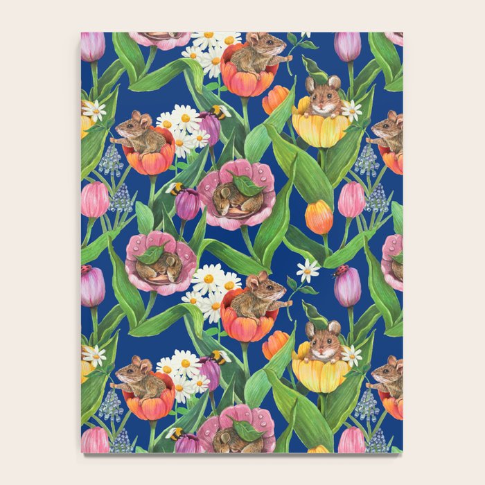 Spring Tulips with Cute Mouse - blue Notebook Gallery Image 4