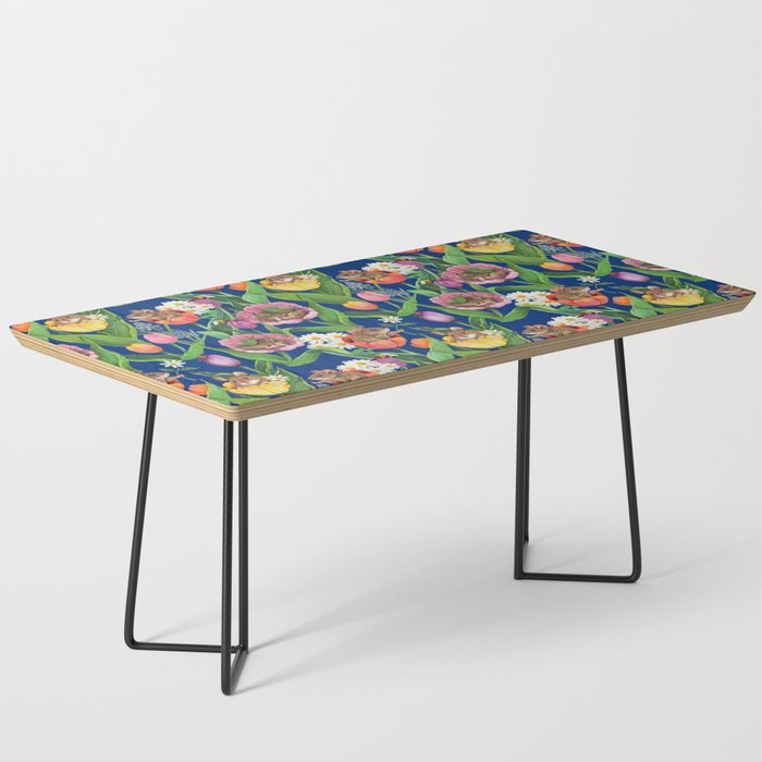Spring Tulips with Cute Mouse - blue Coffee Table Gallery Image 1