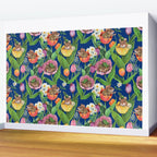 Spring Tulips with Cute Mouse - blue Wall Mural Gallery Image 2