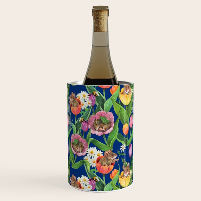 Spring Tulips with Cute Mouse - blue Wine Chiller Gallery Image 3