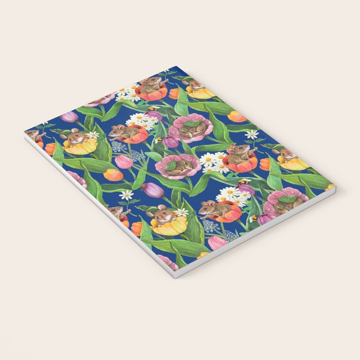 Spring Tulips with Cute Mouse - blue Notebook Gallery Image 3