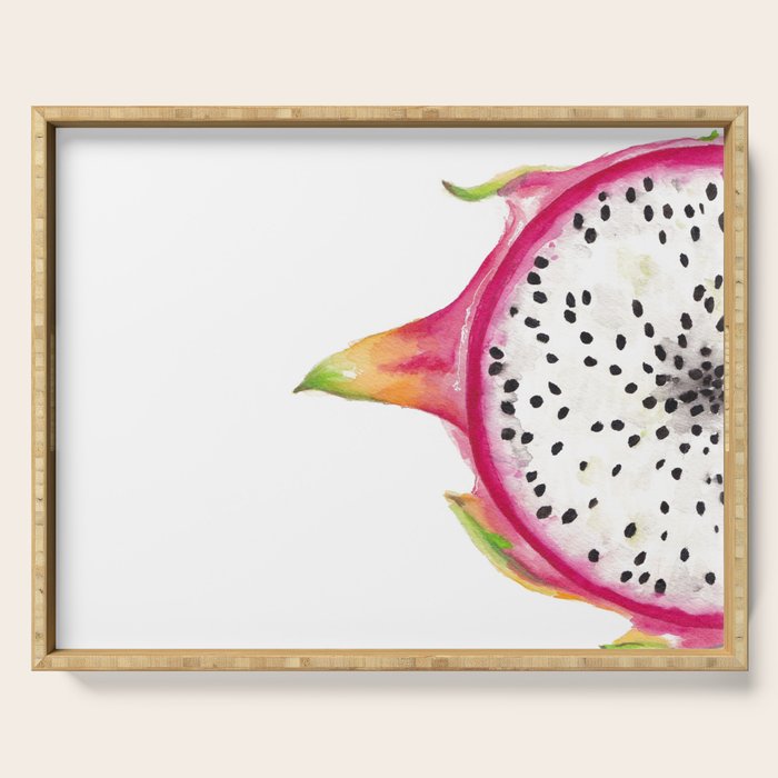 Tutti Frutti Dragonfruit Watercolor Painting Serving Tray Gallery Image 1