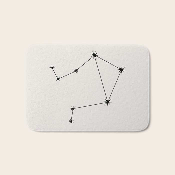 Libra Zodiac Star Constellation Line Art White Bath Mat Gallery Image 1
