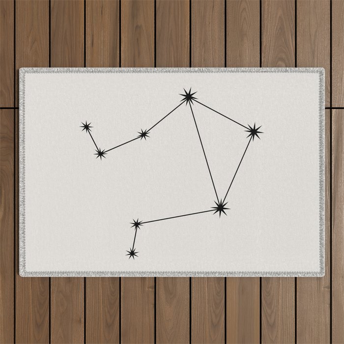 Libra Zodiac Star Constellation Line Art White Outdoor Rug Gallery Image 1