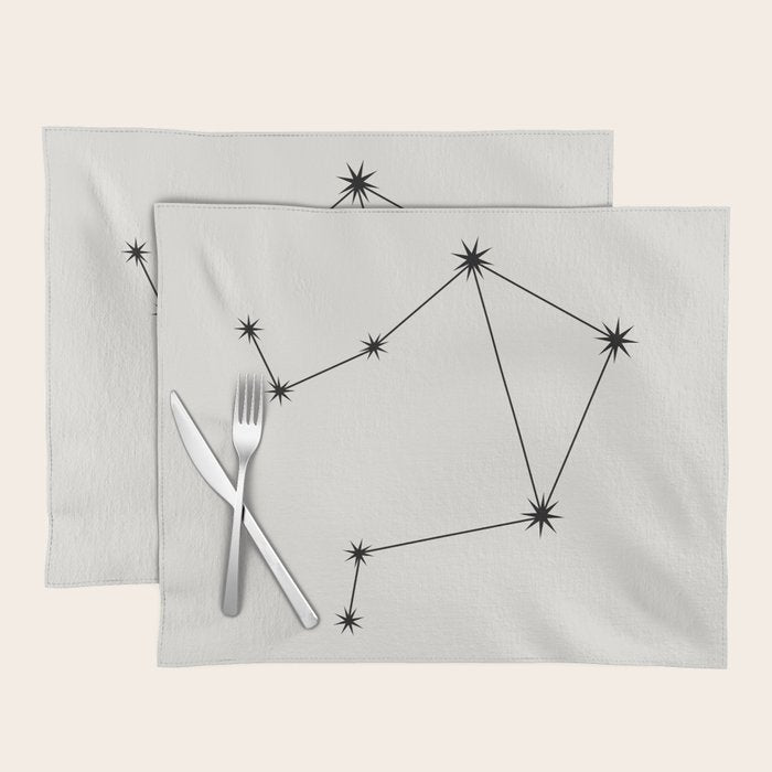 Libra Zodiac Star Constellation Line Art White Placemat Gallery Image 1