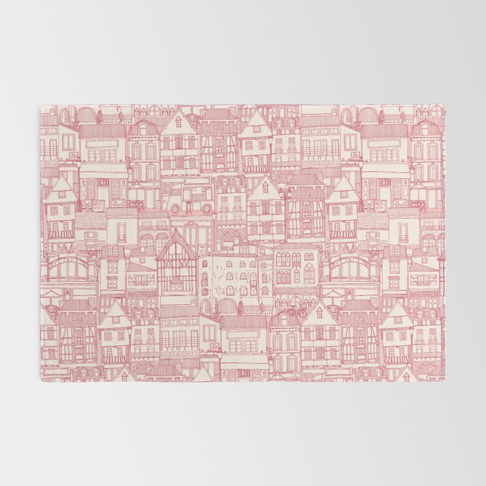 cafe buildings pink Rug Gallery Image 2