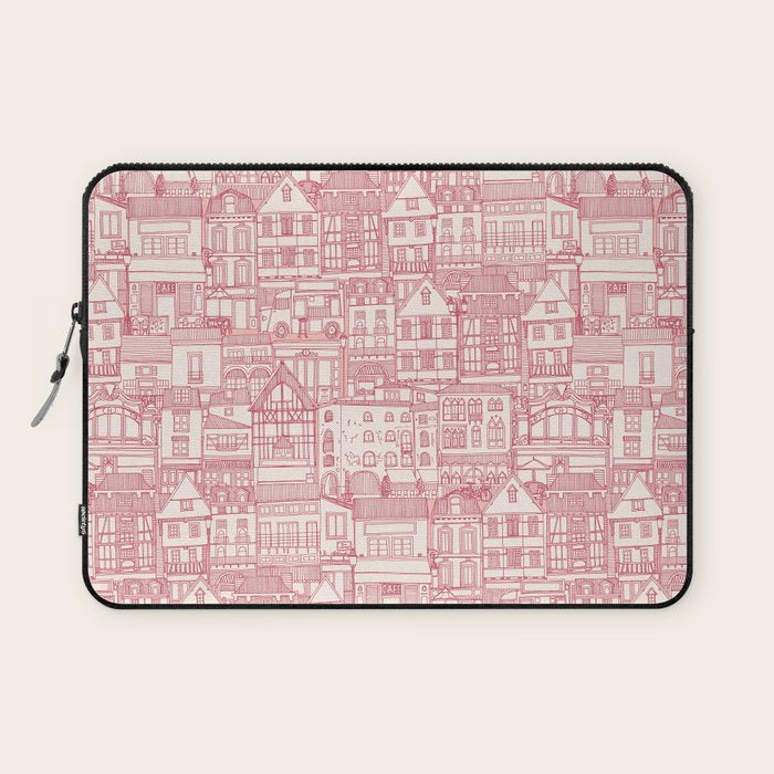cafe buildings pink Laptop Sleeve Gallery Image 1