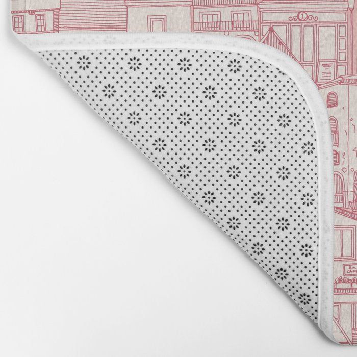 cafe buildings pink Bath Mat Gallery Image 2