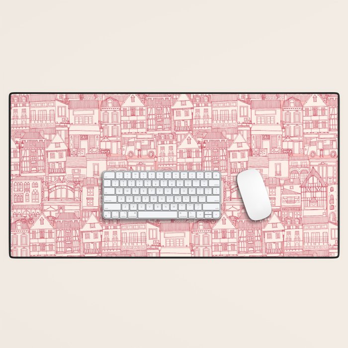 cafe buildings pink Desk Mat Gallery Image 1
