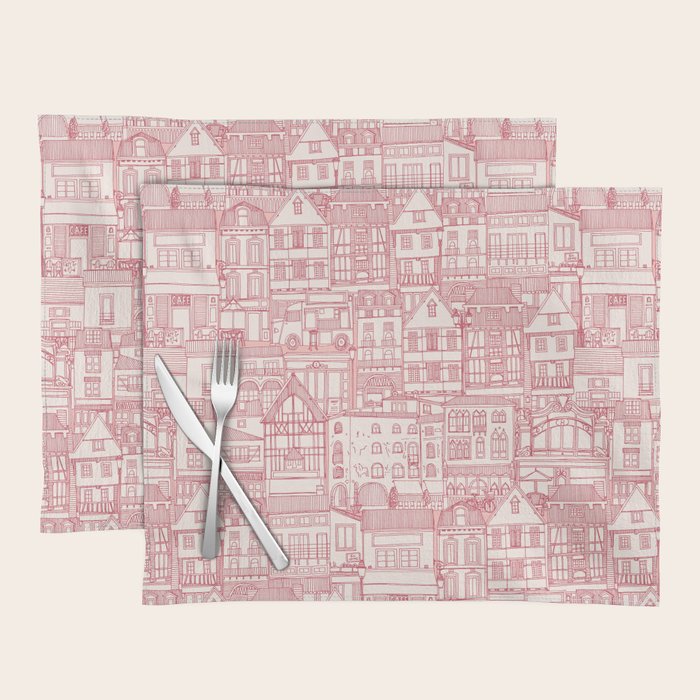 cafe buildings pink Placemat Gallery Image 1