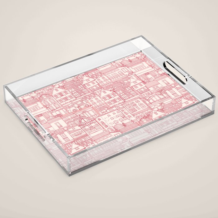 cafe buildings pink Acrylic Tray Gallery Image 1