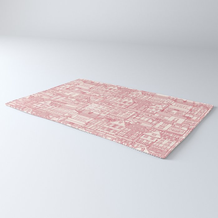 cafe buildings pink Rug Gallery Image 3