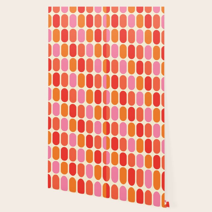 Midcentury Modern Retro Abstract Capsule Inspired Geometric Shapes in Minimalist Graphic 70s colors Wallpaper Gallery Image 2