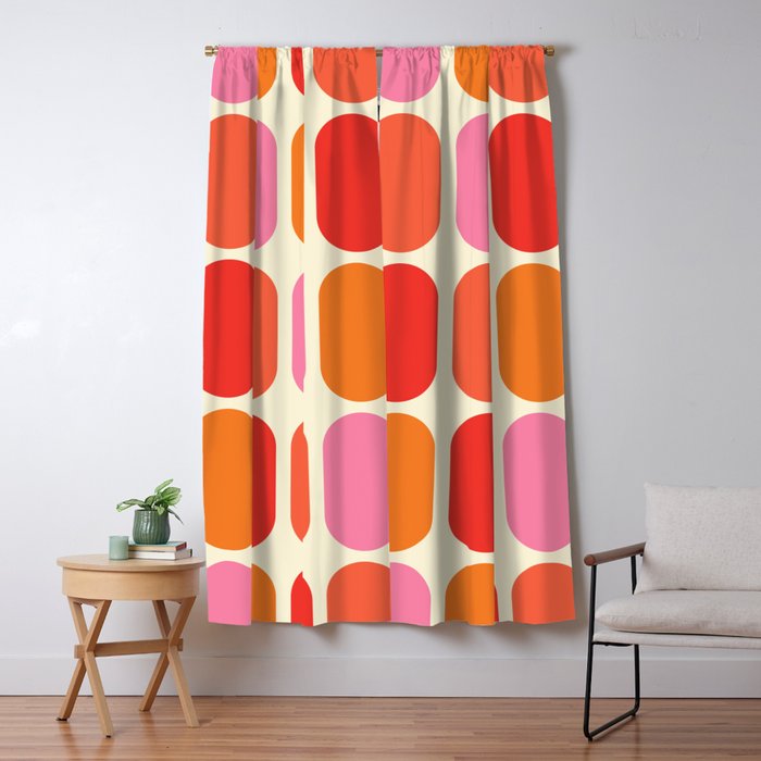 Midcentury Modern Retro Abstract Capsule Inspired Geometric Shapes in Minimalist Graphic 70s colors Window Curtain Gallery Image 5