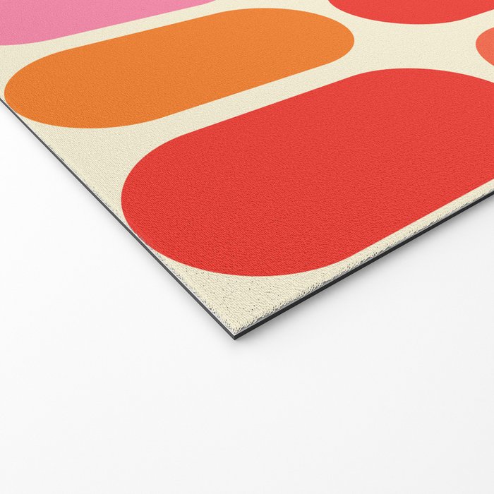 Midcentury Modern Retro Abstract Capsule Inspired Geometric Shapes in Minimalist Graphic 70s colors Welcome Mat Gallery Image 2