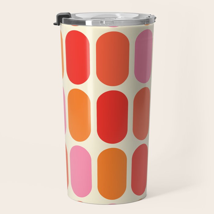 Midcentury Modern Retro Abstract Capsule Inspired Geometric Shapes in Minimalist Graphic 70s colors Travel Mug Gallery Image 3