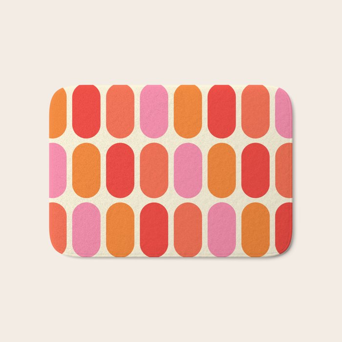 Midcentury Modern Retro Abstract Capsule Inspired Geometric Shapes in Minimalist Graphic 70s colors Bath Mat Gallery Image 1