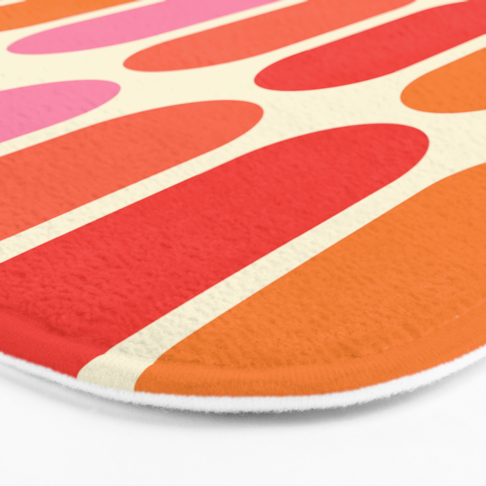 Midcentury Modern Retro Abstract Capsule Inspired Geometric Shapes in Minimalist Graphic 70s colors Bath Mat Gallery Image 3