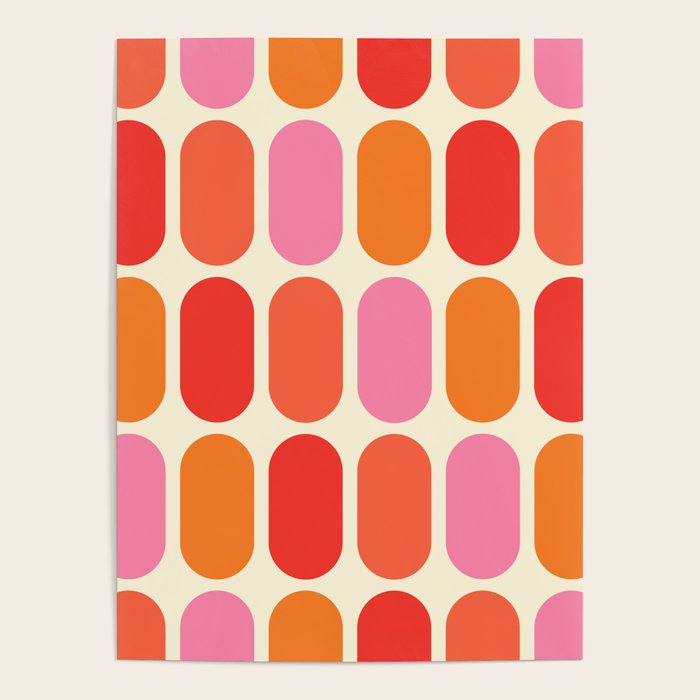 Midcentury Modern Retro Abstract Capsule Inspired Geometric Shapes in Minimalist Graphic 70s colors Poster Gallery Image 1
