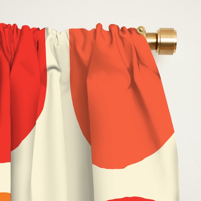 Midcentury Modern Retro Abstract Capsule Inspired Geometric Shapes in Minimalist Graphic 70s colors Window Curtain Gallery Image 2