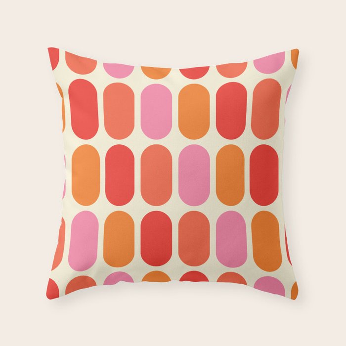 Midcentury Modern Retro Abstract Capsule Inspired Geometric Shapes in Minimalist Graphic 70s colors Throw Pillow Gallery Image 1