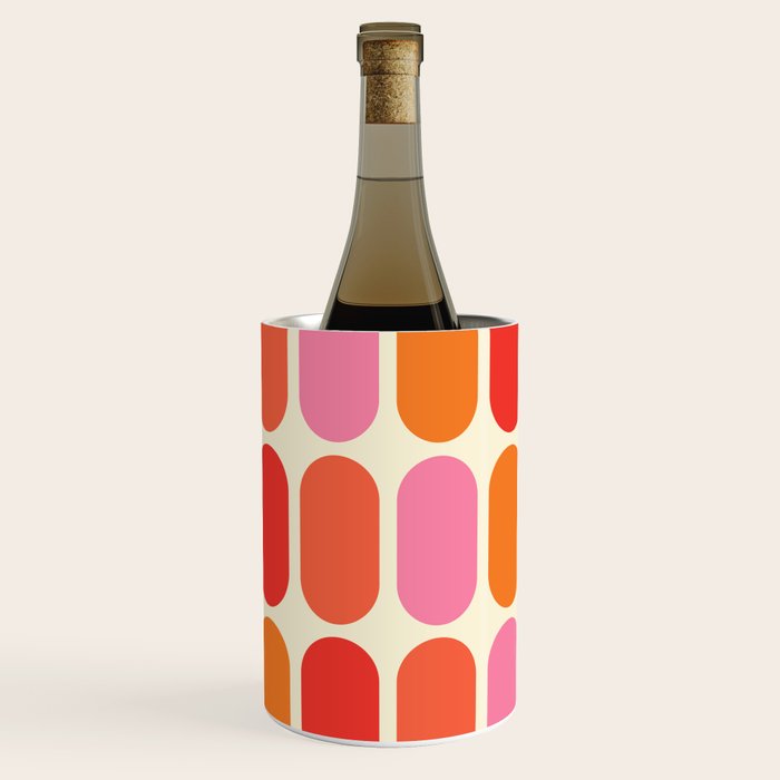 Midcentury Modern Retro Abstract Capsule Inspired Geometric Shapes in Minimalist Graphic 70s colors Wine Chiller Gallery Image 1