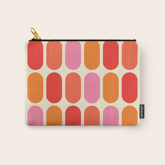 Midcentury Modern Retro Abstract Capsule Inspired Geometric Shapes in Minimalist Graphic 70s colors Carry All Pouch Gallery Image 1