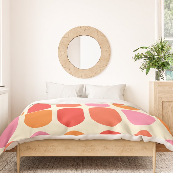 Midcentury Modern Retro Abstract Capsule Inspired Geometric Shapes in Minimalist Graphic 70s colors Duvet Cover Gallery Image 3