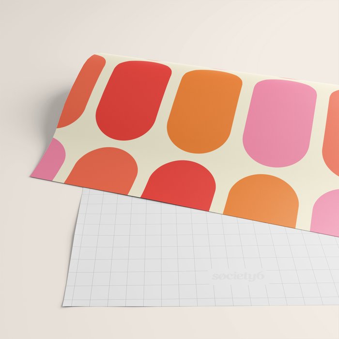 Midcentury Modern Retro Abstract Capsule Inspired Geometric Shapes in Minimalist Graphic 70s colors Wrapping Paper Gallery Image 2
