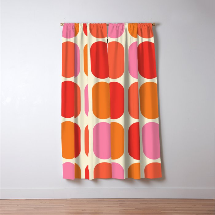 Midcentury Modern Retro Abstract Capsule Inspired Geometric Shapes in Minimalist Graphic 70s colors Window Curtain Gallery Image 3