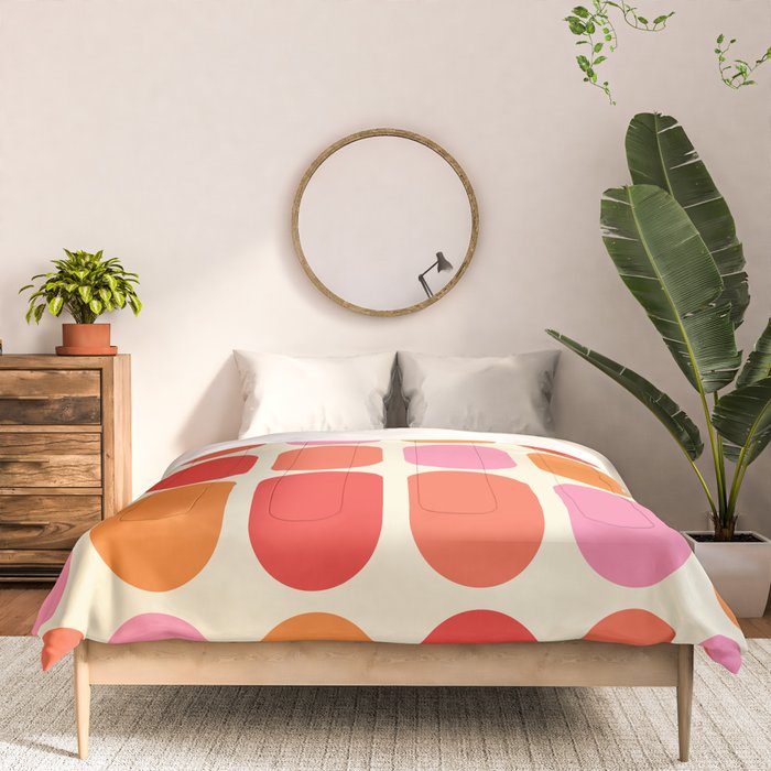 Midcentury Modern Retro Abstract Capsule Inspired Geometric Shapes in Minimalist Graphic 70s colors Comforter Gallery Image 3