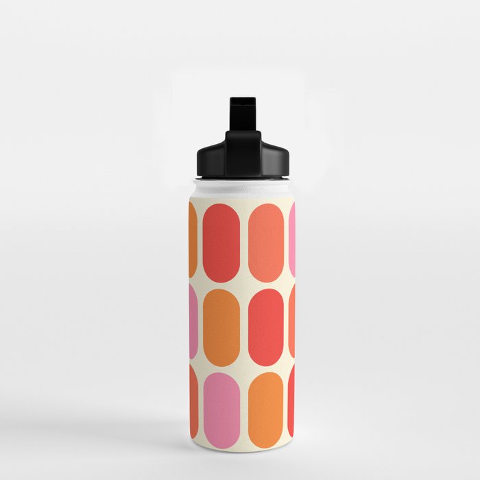 Midcentury Modern Retro Abstract Capsule Inspired Geometric Shapes in Minimalist Graphic 70s colors Water Bottle Gallery Image 2